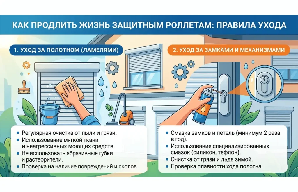 Как продлить жизнь защитным роллетам: правила ухода за полотном и замками 2 pravila uhoda rolety